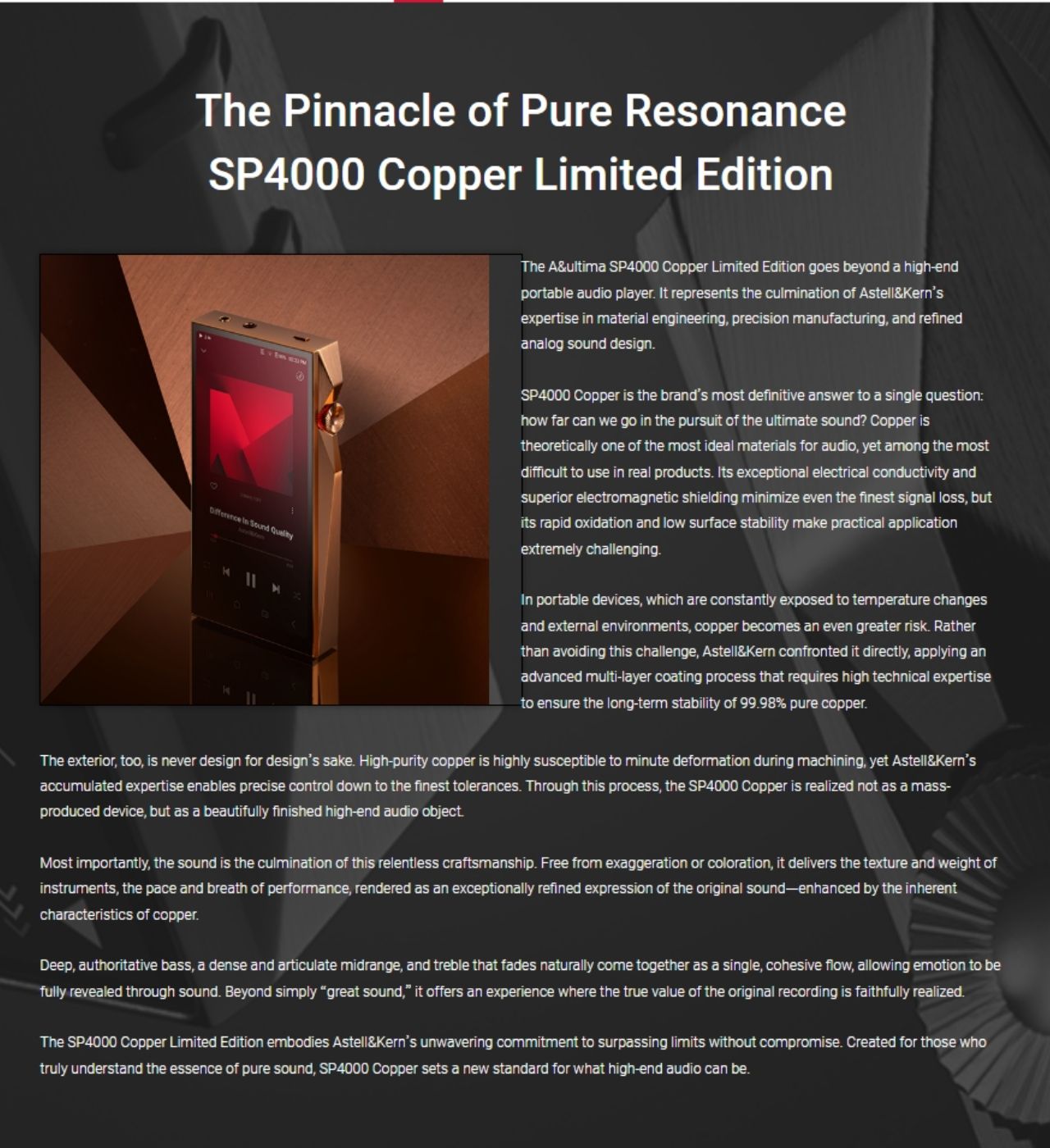 Astell & Kern A&ultima SP4000 音樂播放器 純銅限量版 數碼音樂播放器